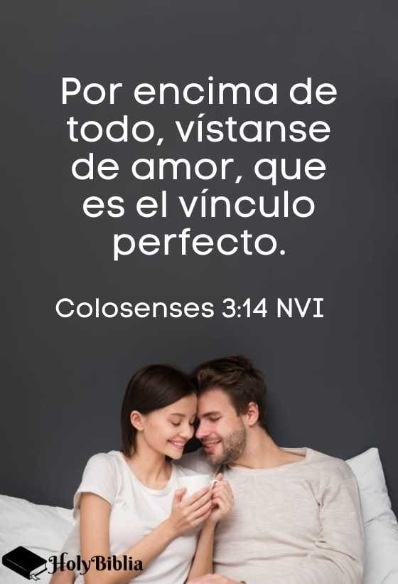 Colosenses 3:14 Por encima de todo, vístanse de amor, que es el vínculo perfecto.