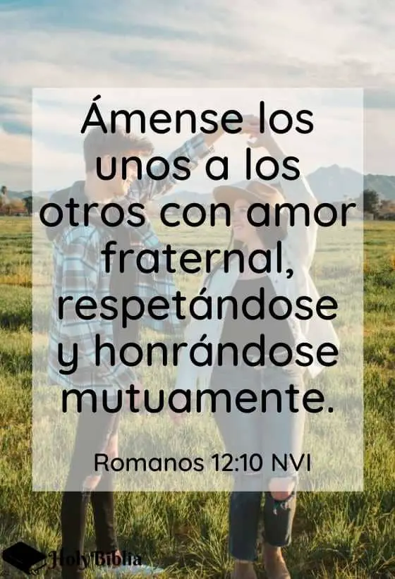 Romanos 12:10 Ámense los unos a los otros con amor fraternal, respetándose y honrándose mutuamente.
